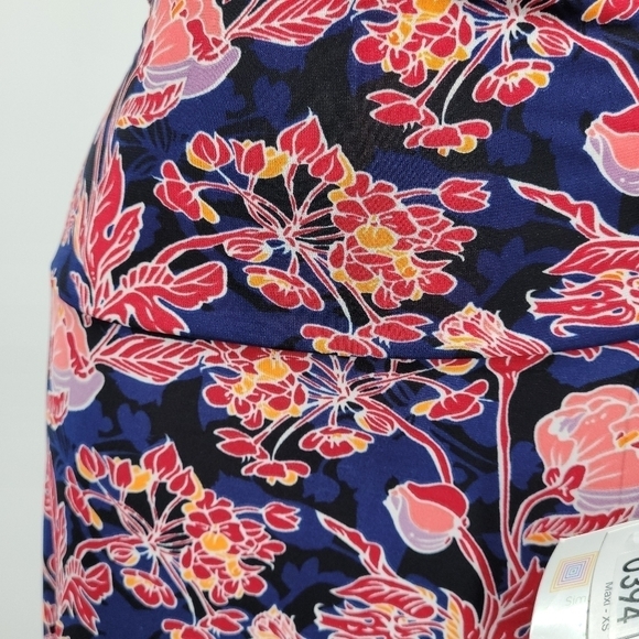 LulaRoe Blue,Red,Orange Floral Maxi Skirt Maxmalisim Style Size XS NWT - Picture 6 of 11